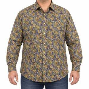 Steve Harvey Collection Shirt Mens 2XL Purple Paisley Long Sleeve Button Down